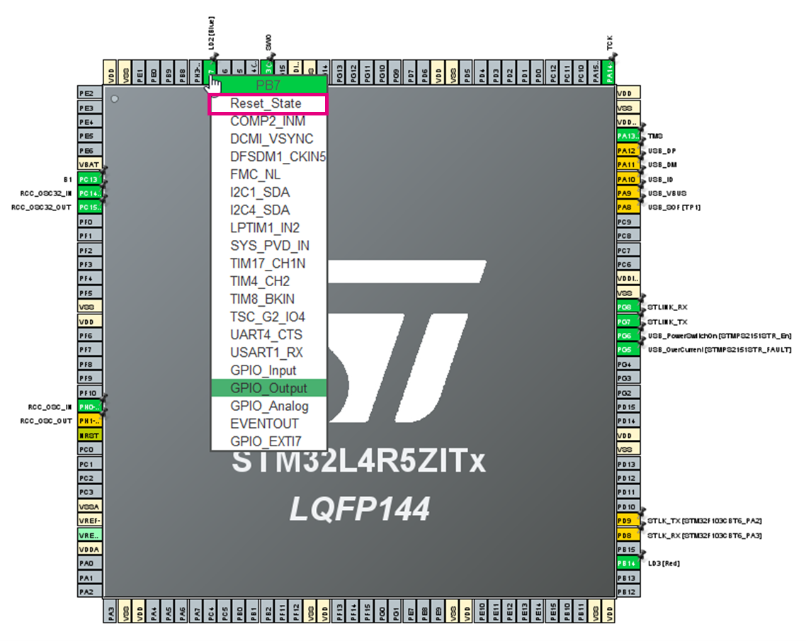 STM32CubeMX GPIO initial state