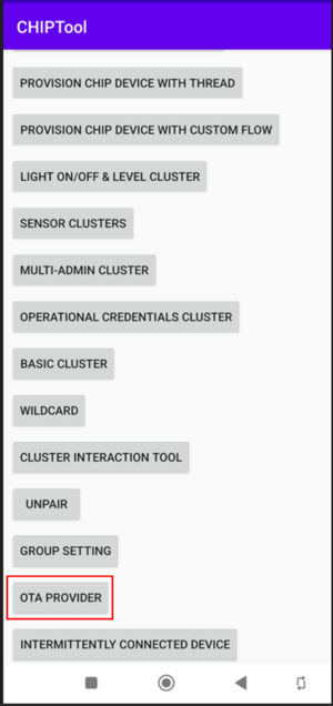 Connectivity Matter OTA chiptool apk - chiptool home screen.png